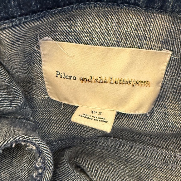 Anthropologie Pilcro and the Letterpress Distressed Denim Jacket Size Small - Picture 3 of 9